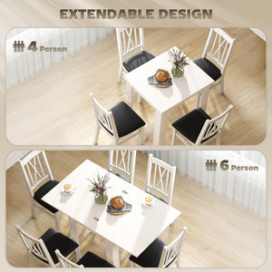 55" Extendable Dining Table for 4-6, Kitchen Table with Steel Slides and Felt Pads for Small Spaces, Black – view 17