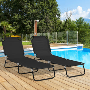 Set of 2 Folding Outdoor Lounge Chair, Sun Tanning Chairs with Reclining Back – view 6
