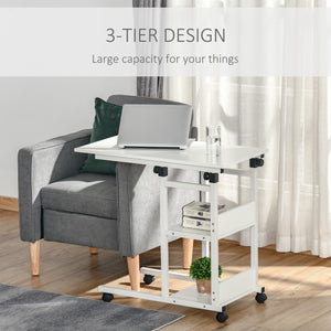 Mobile Standing Desk, Adjustable Height 31.5 inch Stand Up Desk with Wheels for Home Office, White