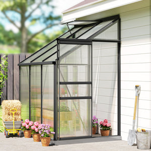 6' x 4' Aluminum Lean-to Greenhouse Polycarbonate Walk-in Garden Greenhouse with Adjustable Roof Vent – view 8