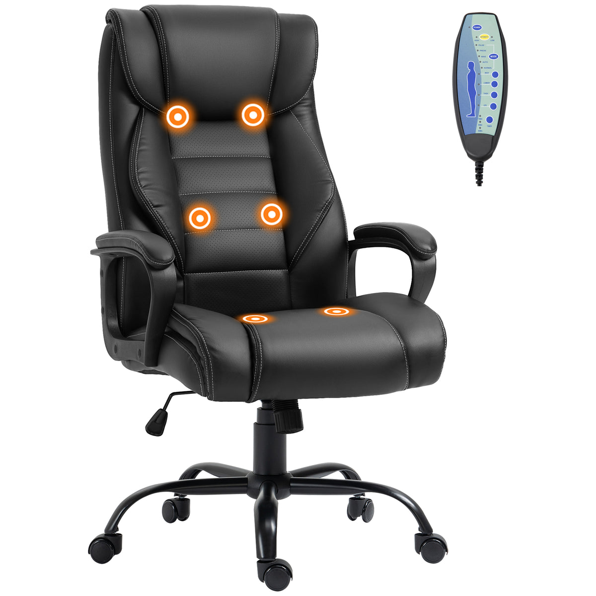 Massage Office Chair, High Back Executive Office Chair with 6-Point Vibration, Timer, Adjustable Height