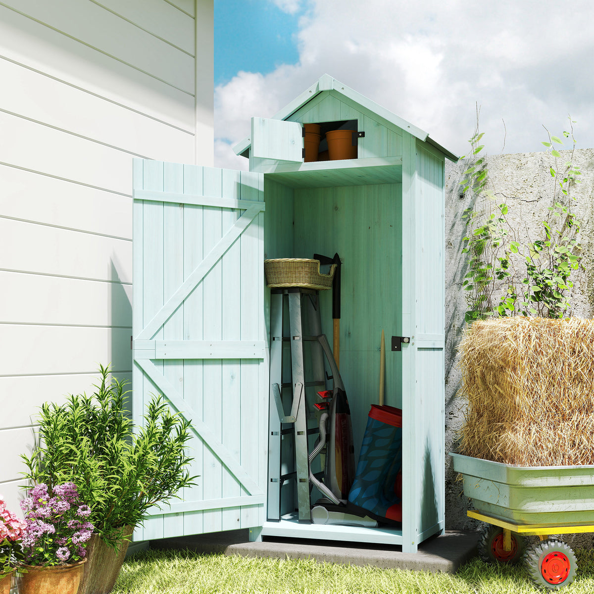 30" x 21" x 71" Garden Storage Shed, Sheds & Outdoor Storage Outdoor Workshop Yard Tool Utility Storage – view 21
