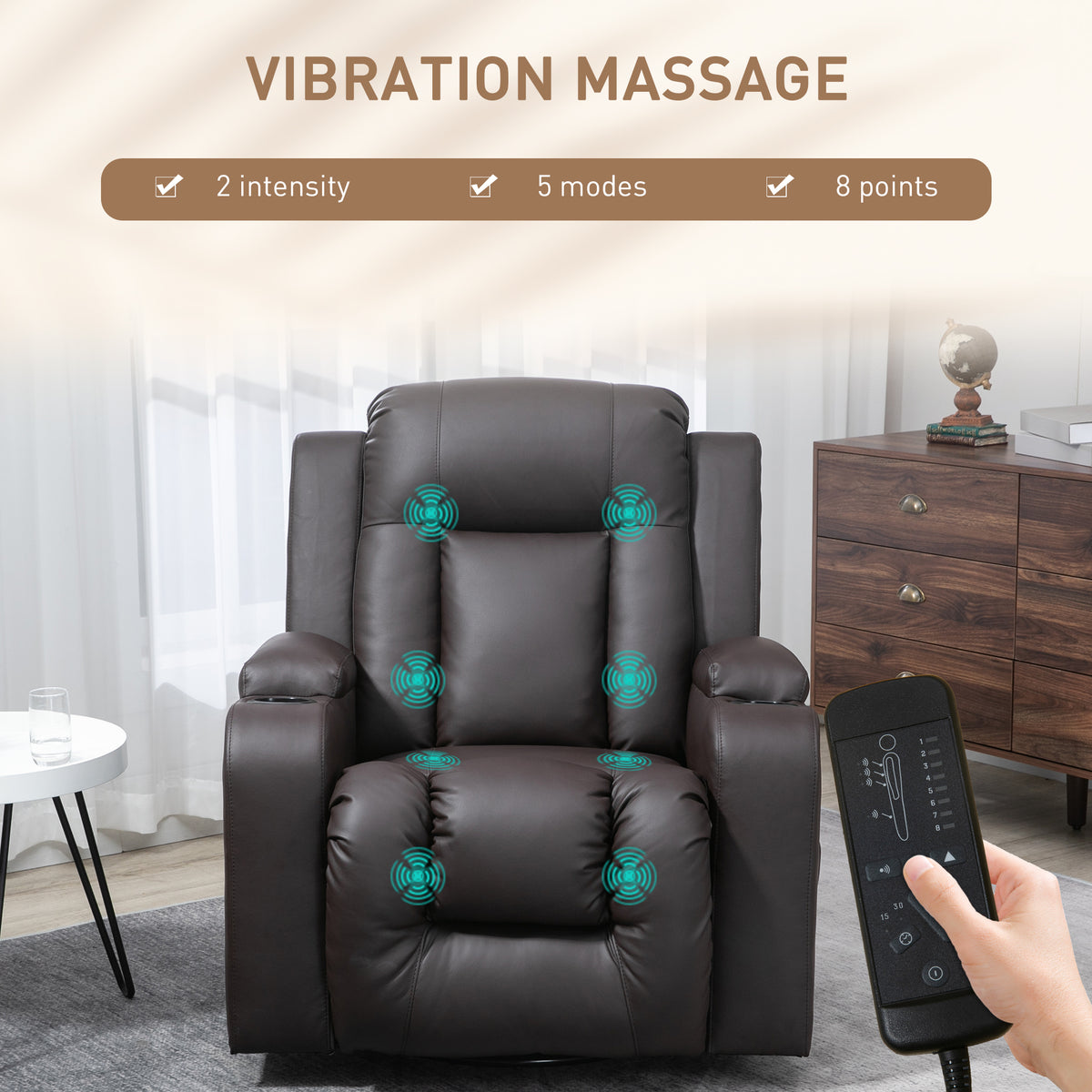 Swivel Massage Recliner Chair Rocker, Overstuffed Manual Reclining Sofa – view 10