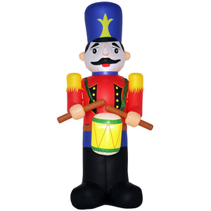 Outdoor Yard Colorful 8ft Inflatable Walnut Soldier Drum Beating with LED