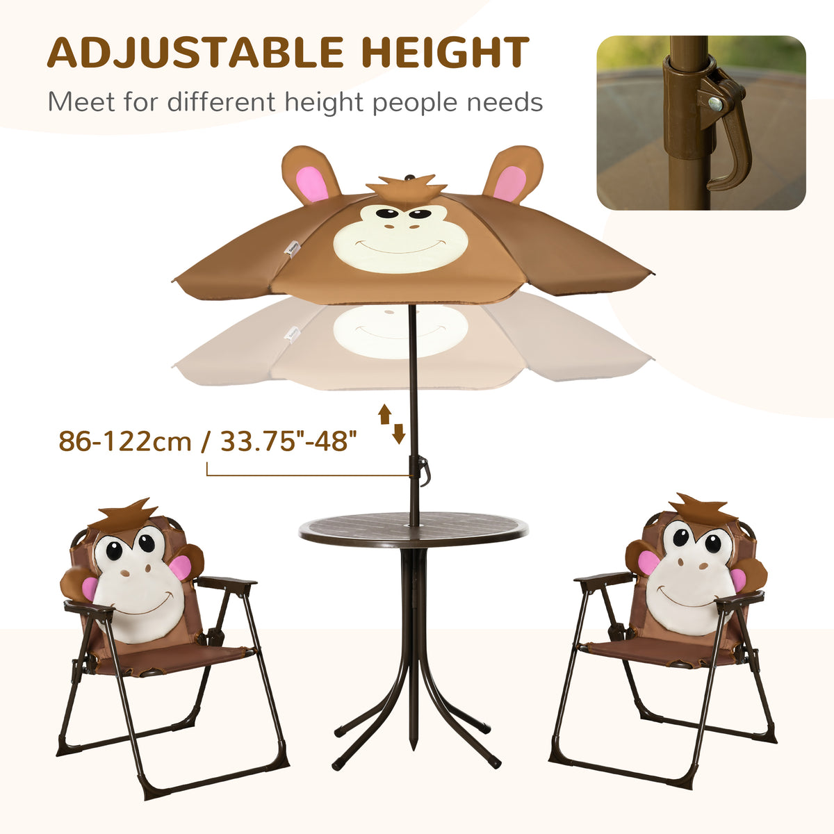 Kids Folding Picnic Table and Chair Set Pattern Outdoor Garden Patio Backyard with Removable & Height – view 4