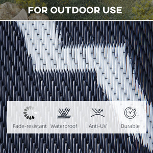 Reversible Outdoor RV Rug, 9' x 18' Patio Floor Mat, Plastic Straw Rug for Backyard, Deck, Picnic, Beach, Camping, Black and Beige