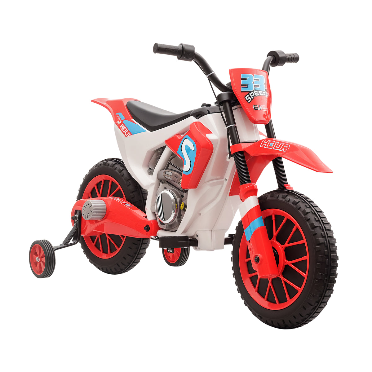 Aosom Kids Dirt Bike 12V Battery-Powered Ride-On Electric Motorcycle with Charging Battery, Training Wheels