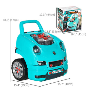 Mechanic Kids Truck Engine Toy Set, Car Service Play Set, Teal