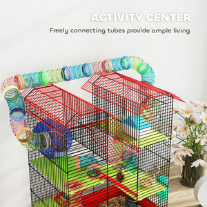 18.5" Hamster Cage, 5 Tiers Small Animal House with Tunnel Tube System, Exercise Wheel, Water Bottle, Blue – view 27