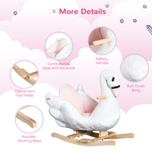 Qaba Soft Warm Kids Rocking Horse Child Plush Ride On Toy Swan Style Playtime with Lullaby Song White