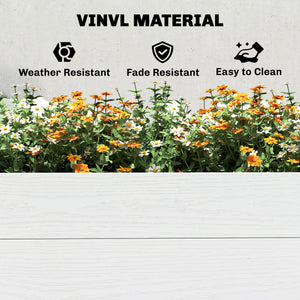 Vinyl Raised Garden Bed Kit, 6.5 x 2 x 1ft Elevated Garden Box with Divider and Open Bottom, Grey Wood Effect