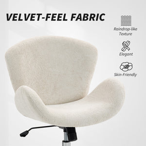 Swivel Office Chair, Velvet Desk Chair with Wide Bucket Seat, Butterfly Back, Tilt Function and Round Base – view 11