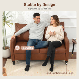 55" Loveseat Sofa, Small 2 Seater Couch with Solid Wood Legs – view 4