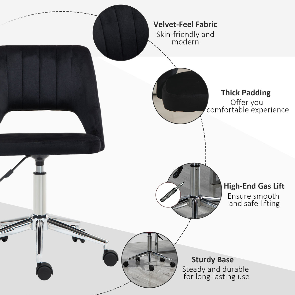 Mid Back Office Chair Velvet Fabric Swivel Scallop Shape Computer Desk Chair, Green – view 20