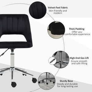 Mid Back Office Chair Velvet Fabric Swivel Scallop Shape Computer Desk Chair, Green – view 20