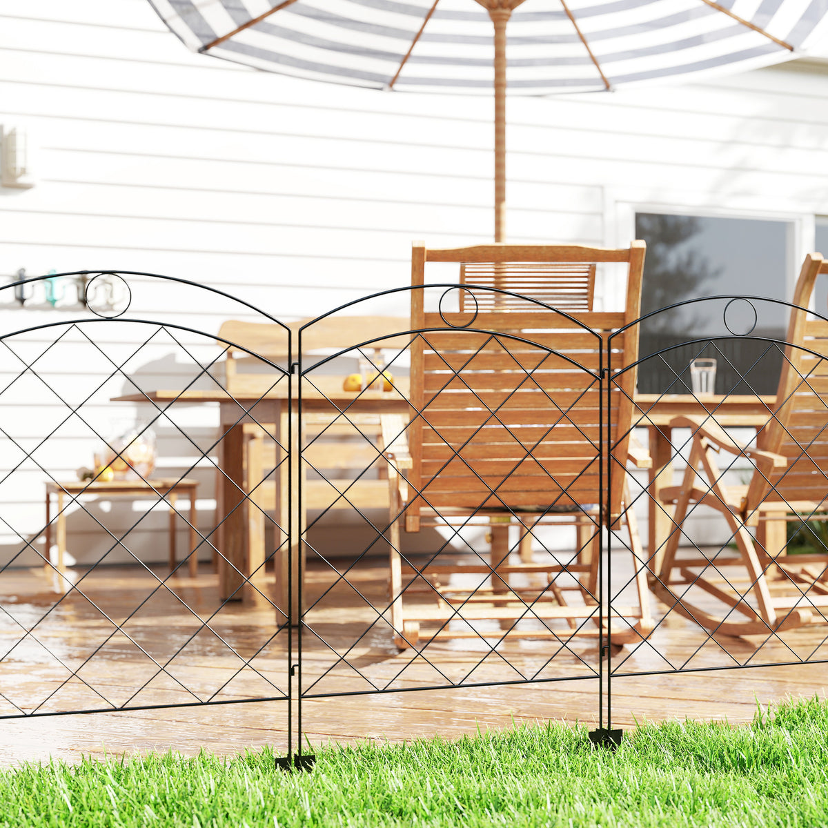 4 Pack Garden Fencing for Yard, Decorative Fence Panels as Animal Barrier and Flower Edging, Circle, Black