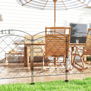 4 Pack Garden Fencing for Yard, Decorative Fence Panels as Animal Barrier and Flower Edging, Circle, Black