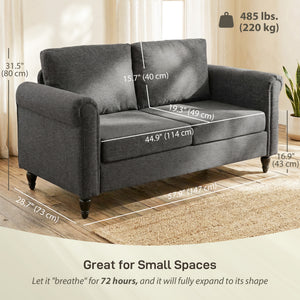 Vintage Loveseat, Upholstered Love Seat Furniture, Chenille-feel Fabric 2 Seater Sofa Couch with Rolled – view 2