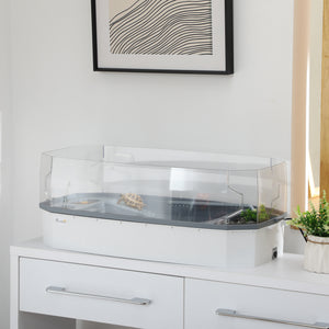 Turtle Tank Kit, Turtle Aquarium with Basking Platform, Water Pump, Filter Layer Design, Reptile Habitat
