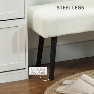 39" Upholstered Ottoman Bench, Corduroy Entryway Bedroom Bench with Padded Seat and Steel Legs for Bedroom – view 4
