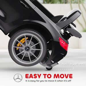 Qaba Mercedes-Benz AMG GTR Licensed 12V Battery Powered Kids Electric Car w/ Remote, Soft Start, Lights, Music Horn, Black