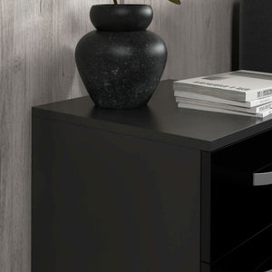Bedside Table Set of 2, Modern Nightstand with Drawers and High Gloss Fronts, Night Table for Bedroom, Black – view 6