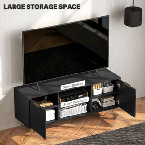 TV Stand with Storage for 55 Inch TV, Modern TV Cabinet with 2 Open Shelves and 2 Cabinets for Living Room – view 4