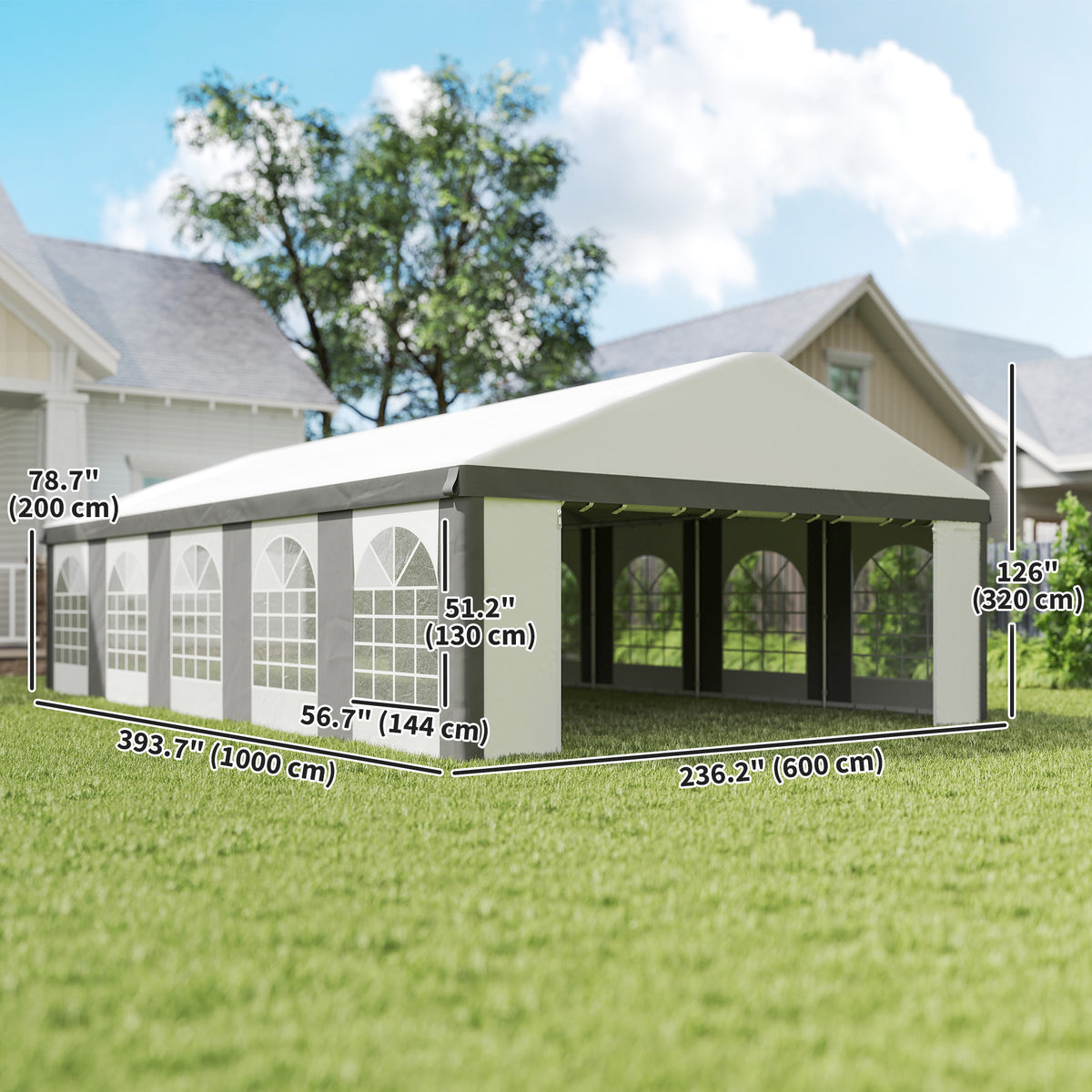 16'x32' Heavy Duty Large Party Tent & Carport with Removable Sidewalls, Portable Garage Canopy Tent, White – view 9
