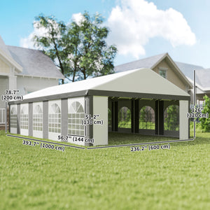 16'x32' Heavy Duty Large Party Tent & Carport with Removable Sidewalls, Portable Garage Canopy Tent, White – view 9