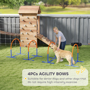 Dog Agility Training Equipment, 4 PCS Obstacle Course with Carrying Bag for Old Dogs, for Backyard, Outdoor, Blue