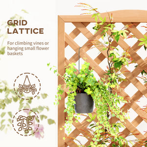 Wood Planter with Trellis for Vine Climbing, Raised Garden Bed to Grow Vegetables for Backyard, 30" x 14" x 67", Brown