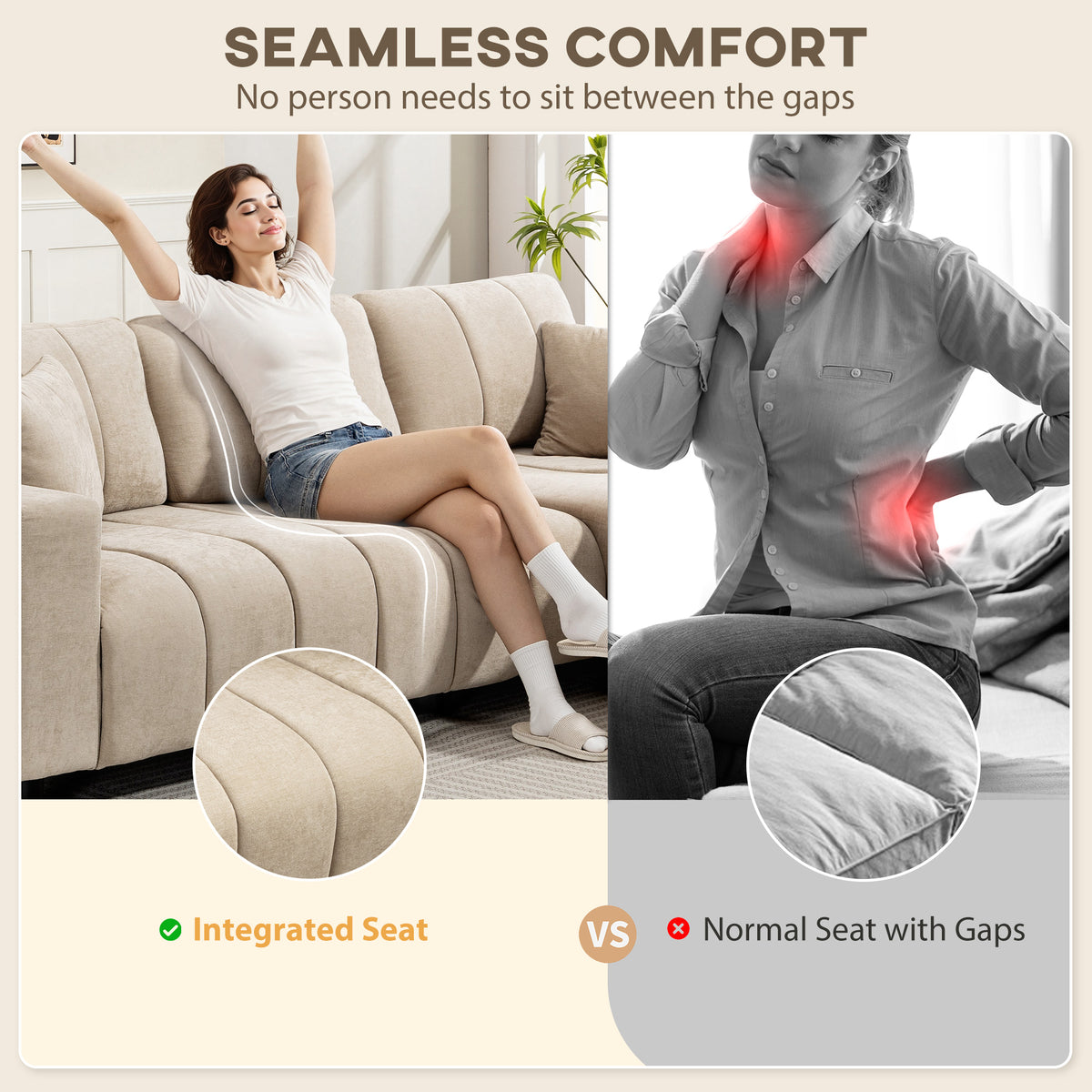 Sectional Couch with Integrated Seat, 3 Seater L-Shaped Sofa with Changeable Chaise, Spring Cushion – view 4