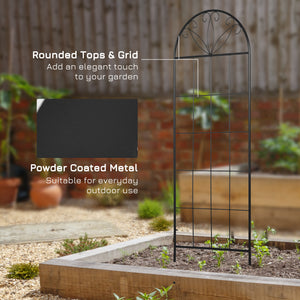 Metal Garden Trellis Pack of 2 for Climbing Plants, Arched Grid Trellis Panels, 20" x 60", Black – view 5