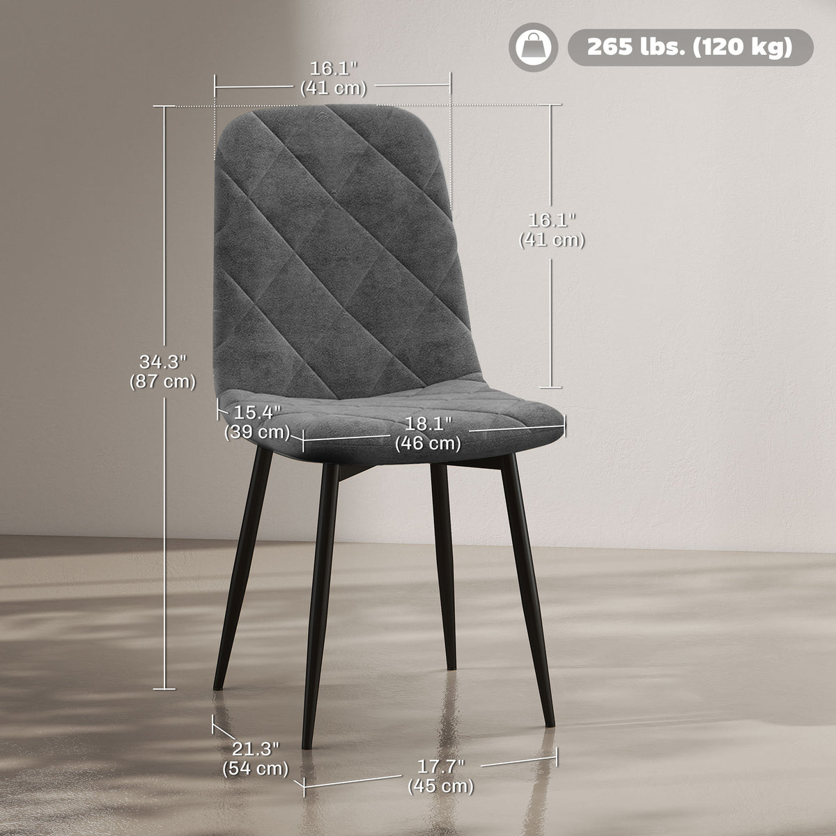 Dining Chairs Set of 4, Upholstered Dining Room Chairs with Steel Legs – view 23
