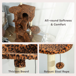 63 Inch Cat Tree with Sisal Scratching Posts, Condos, Plush Perches, Hammock, Ladder, Dangling Balls, Beige – view 27