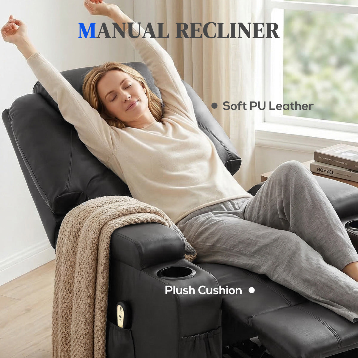 Power Lift Recliner Chair for Elderly, PU Leather Lift Chair with Thick and High Back, Footrest, Remote – view 4