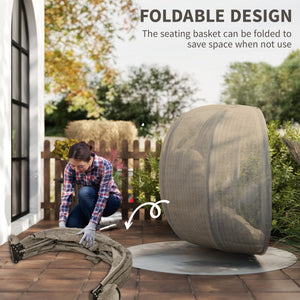 Double Egg Chair with Stand, 2 Person Hanging Swing Egg Chair with Cushion, Pockets, Khaki
