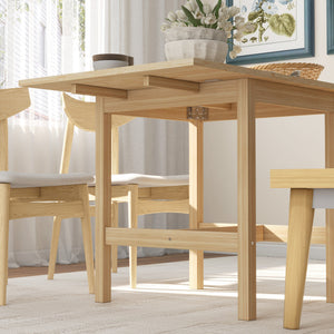 Solid Wood Kitchen Table, Farmhouse Drop Leaf Tables for Small Spaces, Folding Dining Table, Nature Wood