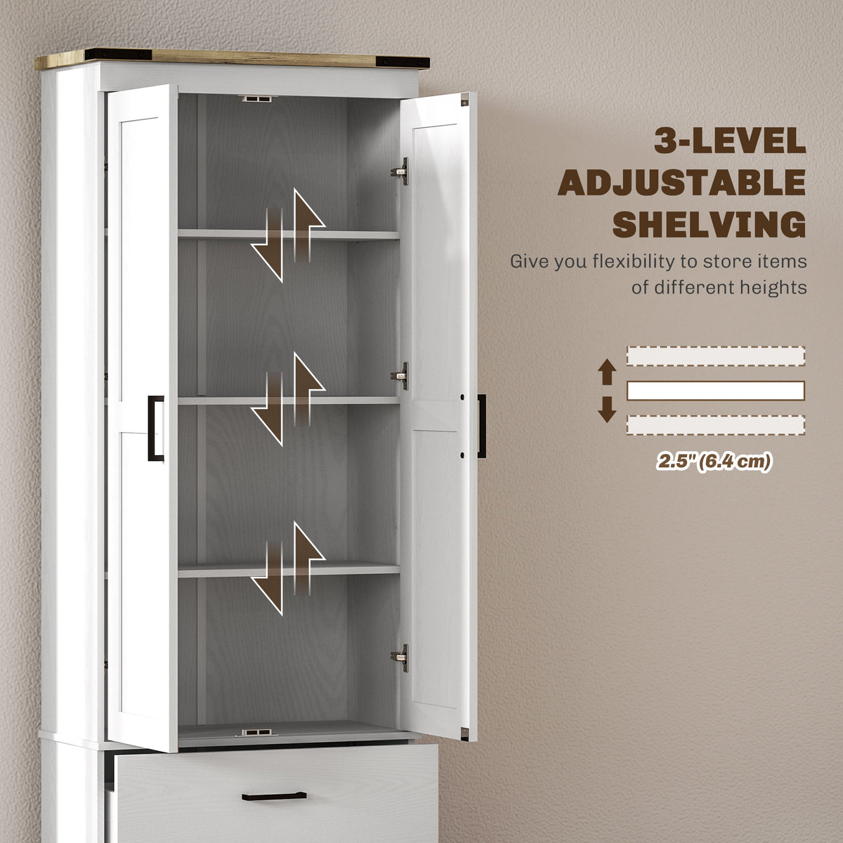 67" Tall Kitchen Pantry Storage Cabinet, Kitchen Pantry Cabinet with Doors, Drawers and Adjustable Shelves – view 18