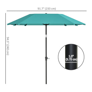 7.6FT Aluminum Patio Umbrella Parasol 8 Ribs Outdoor Market Umbrella with Crank, Push Button Tilt for Deck – view 2
