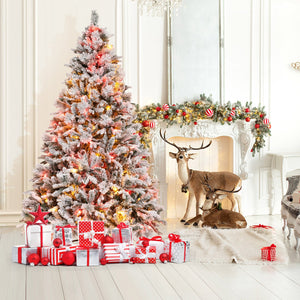 4.5/6/7 Feet Artificial Xmas Tree with Pine Needles and LED Lights-7 ft view 2