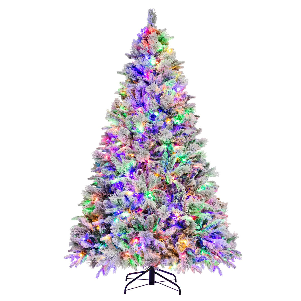 4.5/6/7 Feet Artificial Xmas Tree with Pine Needles and LED Lights-7 ft view 4