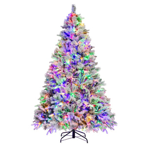 4.5/6/7 Feet Artificial Xmas Tree with Pine Needles and LED Lights-7 ft view 4