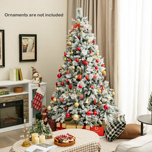 4.5/6/7 Feet Artificial Xmas Tree with Pine Needles and LED Lights-7 ft view 6
