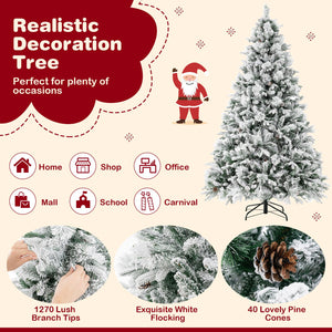 4.5/6/7 Feet Artificial Xmas Tree with Pine Needles and LED Lights-7 ft view 7