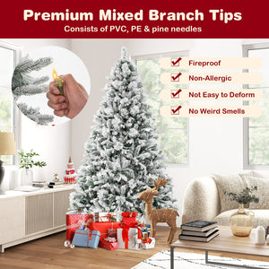 4.5/6/7 Feet Artificial Xmas Tree with Pine Needles and LED Lights-7 ft view 8