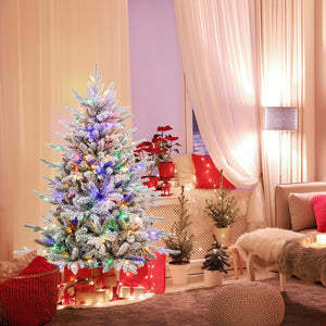 4.5 Feet Flocked Christmas Tree with 8 Lighting Modes and Multi-Color LED Lights-4.5 ft view 2