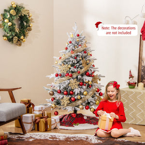 4.5 Feet Flocked Christmas Tree with 8 Lighting Modes and Multi-Color LED Lights-4.5 ft view 5