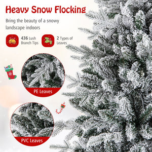 4.5 Feet Flocked Christmas Tree with 8 Lighting Modes and Multi-Color LED Lights-4.5 ft view 6