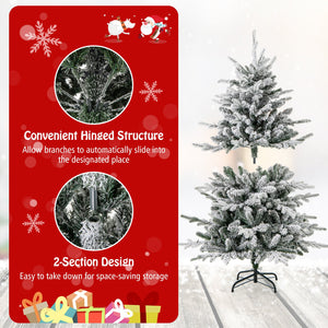 4.5 Feet Flocked Christmas Tree with 8 Lighting Modes and Multi-Color LED Lights-4.5 ft view 8